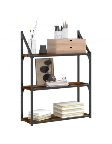 Scaffale Parete 3 Ripiani Rovere Fumo 60x21x78,5 cm Multistrato