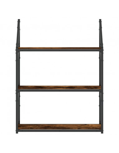 Scaffale Parete 3 Ripiani Rovere Fumo 60x21x78,5 cm Multistrato