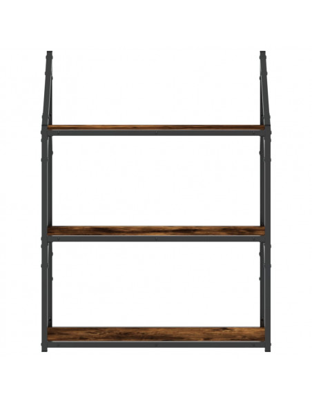 Scaffale Parete 3 Ripiani Rovere Fumo 60x21x78,5 cm Multistrato