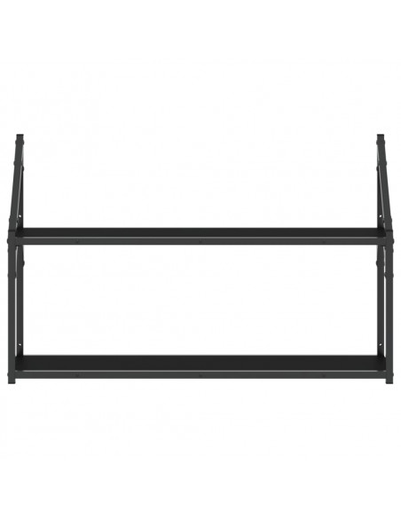 Scaffale a Parete 2 Ripiani Nero 80x21x51 cm Legno Multistrato