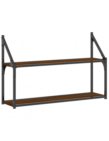 Scaffale Parete 2 Ripiani Rovere Marrone 80x21x51cm Multistrato