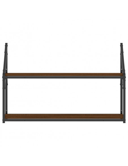Scaffale Parete 2 Ripiani Rovere Marrone 80x21x51cm Multistrato