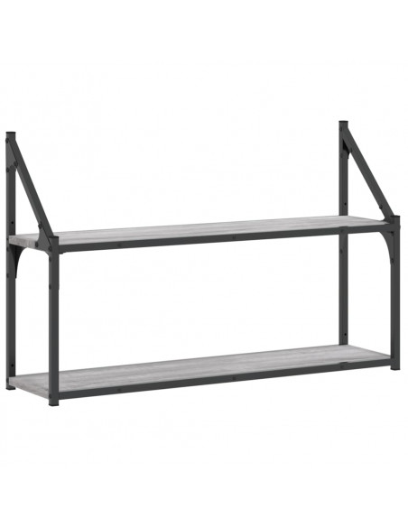 Scaffale Parete 2 Ripiani Grigio Sonoma 80x21x51 cm Multistrato