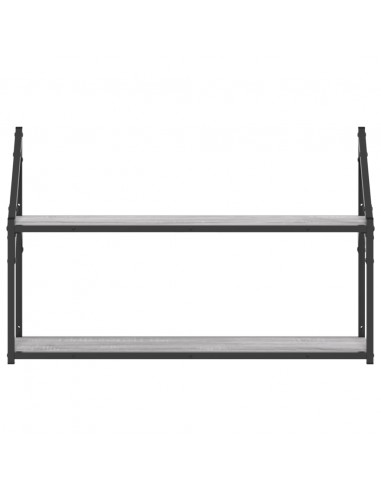 Scaffale Parete 2 Ripiani Grigio Sonoma 80x21x51 cm Multistrato