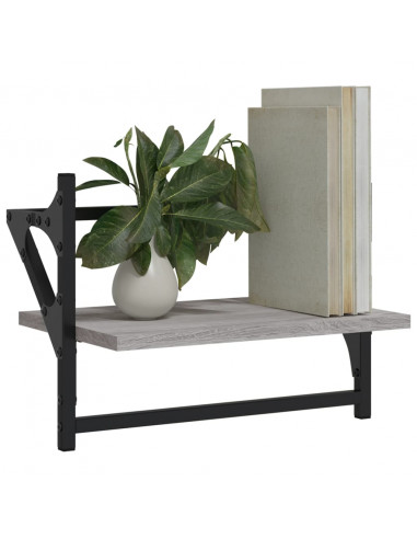 Mensole a Parete con Aste 2pz Grigio Sonoma 40x25x30 cm