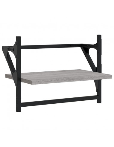 Mensole a Parete con Aste 2pz Grigio Sonoma 40x25x30 cm