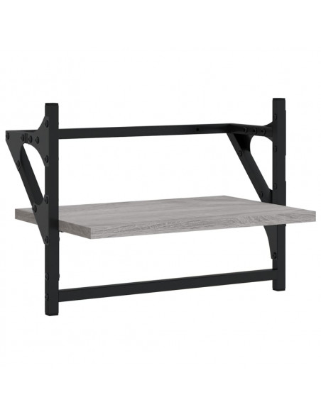 Mensole a Parete con Aste 2pz Grigio Sonoma 40x25x30 cm