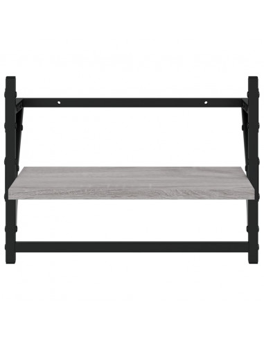 Mensole a Parete con Aste 2pz Grigio Sonoma 40x25x30 cm