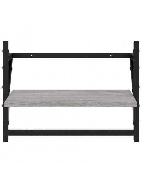 Mensole a Parete con Aste 2pz Grigio Sonoma 40x25x30 cm