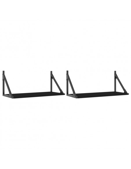 Mensole da Parete 2pz Nere 60x25x25,5 cm Legno Multistrato