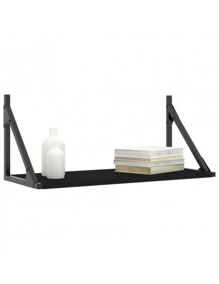Mensole da Parete 2pz Nere 60x25x25,5 cm Legno Multistrato