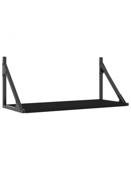Mensole da Parete 2pz Nere 60x25x25,5 cm Legno Multistrato