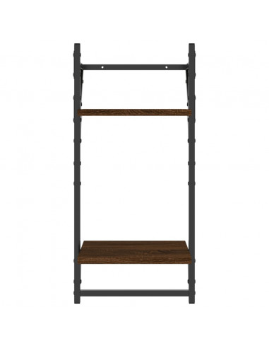 Mensole a Muro con Aste 2 Livelli 2pz Rovere Marrone 30x25x65cm