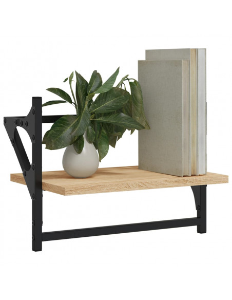 Mensole a Parete con Aste 2pz Rovere Sonoma 40x25x30 cm