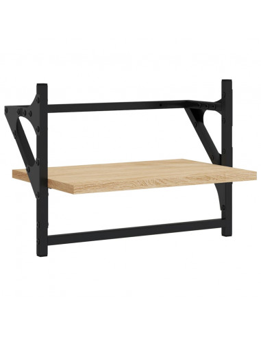 Mensole a Parete con Aste 2pz Rovere Sonoma 40x25x30 cm