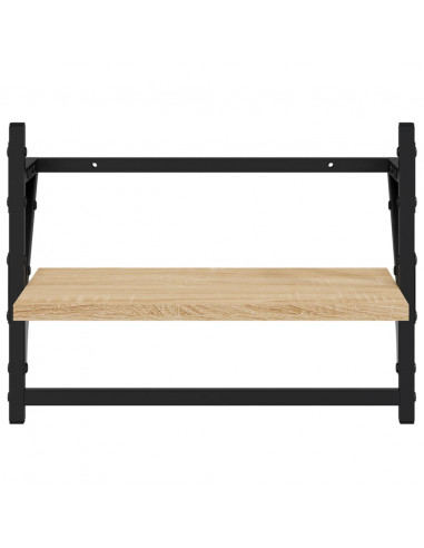 Mensole a Parete con Aste 2pz Rovere Sonoma 40x25x30 cm