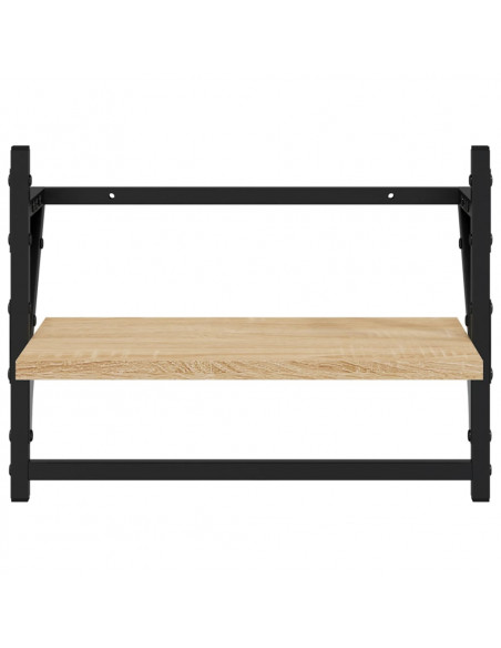Mensole a Parete con Aste 2pz Rovere Sonoma 40x25x30 cm