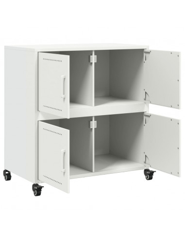 Credenza Bianca 68,5x39x72 cm in Acciaio Laminato a Freddo