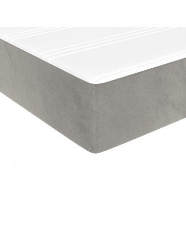 Materasso a Molle Grigio Chiaro 120x190x20 cm in Velluto