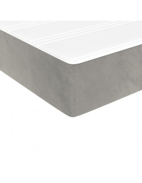 Materasso a Molle Grigio Chiaro 120x190x20 cm in Velluto