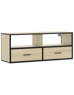 Mobile TV Rovere Sonoma 100x31x39,5cm Legno Multistrato Metallo 2