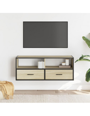 Mobile TV Rovere Sonoma 100x31x39,5cm Legno Multistrato Metallo