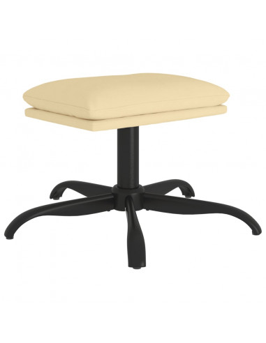 Poggiapiedi Bianco Crema 60x60x36 cm in Velluto