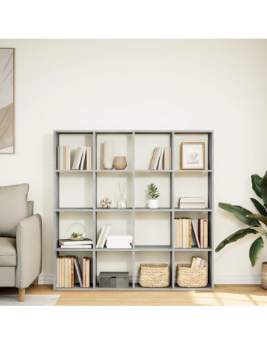 Libreria Grigio Cemento 137,5x29x137,5 cm in Legno Multistrato