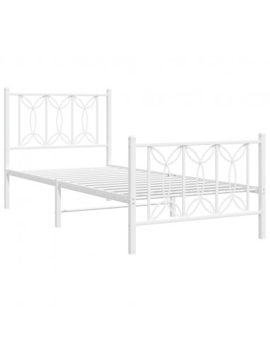 Giroletto con Testiera e Pediera Metallo Bianco 80x200 cm