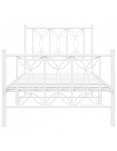 Giroletto con Testiera e Pediera Metallo Bianco 80x200 cm