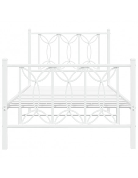 Giroletto con Testiera e Pediera Metallo Bianco 80x200 cm