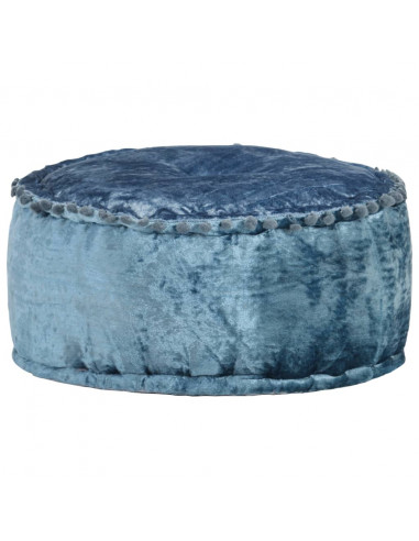 Pouf Rotondo in Velluto 40x20 cm Blu