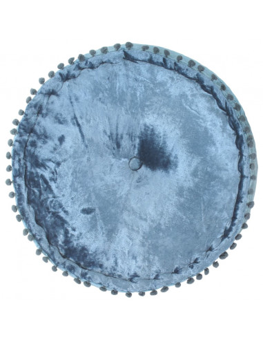 Pouf Rotondo in Velluto 40x20 cm Blu