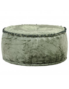 Pouf Rotondo in Velluto 40x20 cm Verde 2