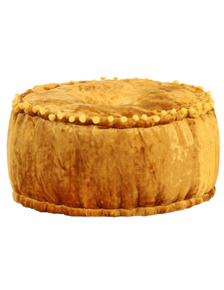 Pouf Rotondo in Velluto 40x20 cm Senape