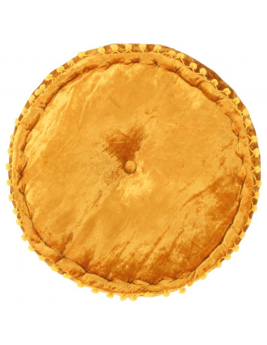 Pouf Rotondo in Velluto 40x20 cm Senape