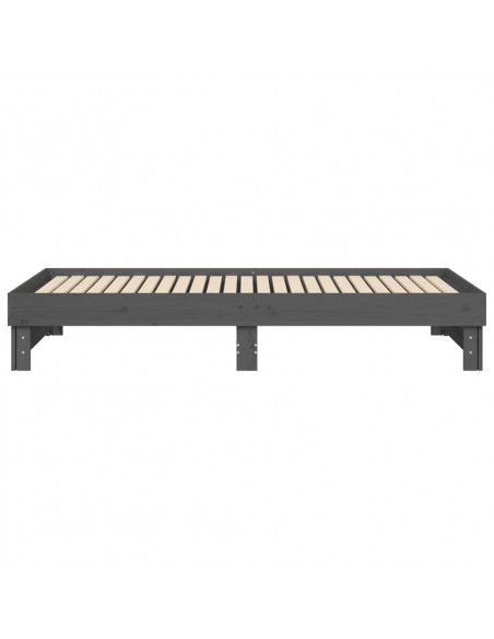 Dormeuse Estraibile Grigia 2x(100x200)cm Legno Massello di Pino