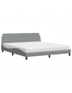 Letto con Materasso Grigio Chiaro180x200 cm Tessuto 2