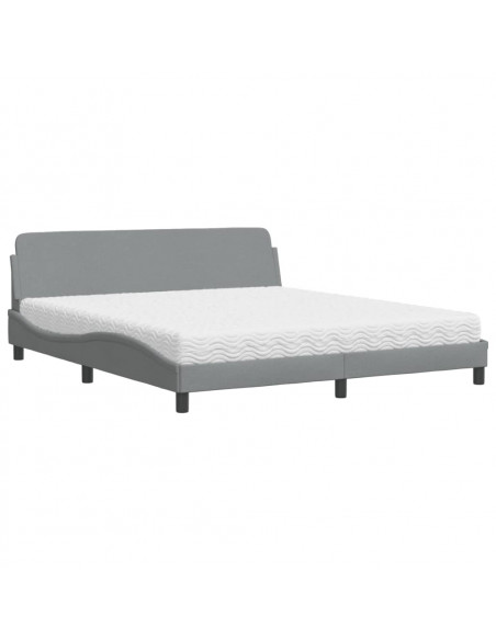 Letto con Materasso Grigio Chiaro180x200 cm Tessuto