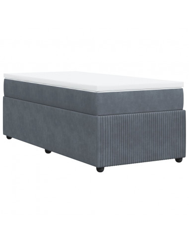 Giroletto a Molle con Materasso Grigio Scuro 100x200 cm Velluto