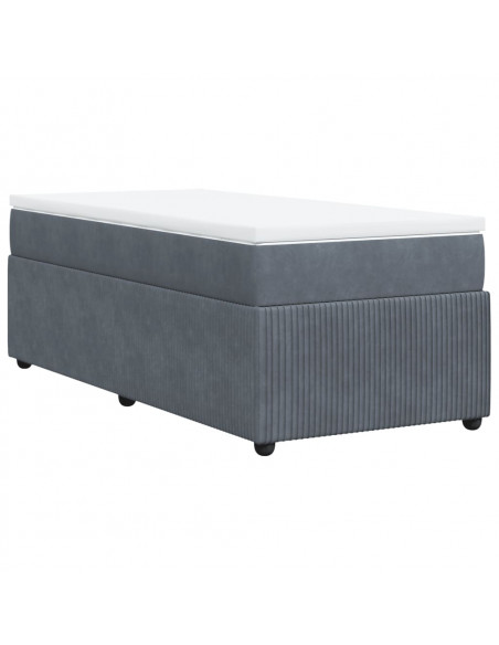 Giroletto a Molle con Materasso Grigio Scuro 100x200 cm Velluto