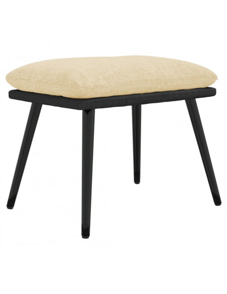 Poggiapiedi Crema 45x29,5x35 cm in Tessuto e Similpelle