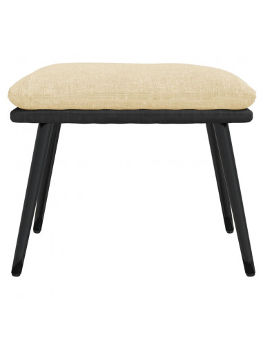 Poggiapiedi Crema 45x29,5x35 cm in Tessuto e Similpelle