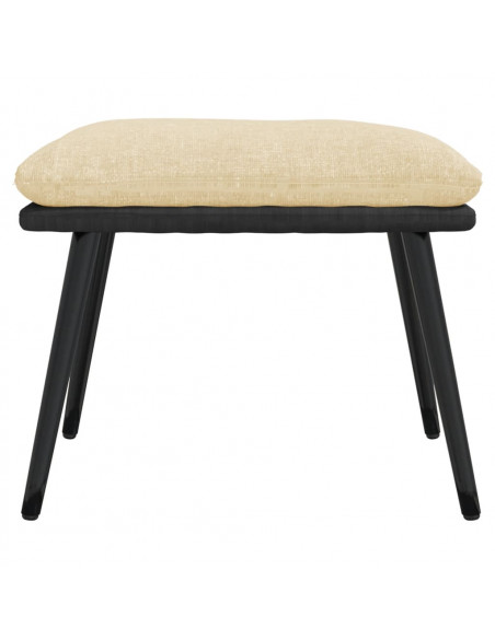 Poggiapiedi Crema 45x29,5x35 cm in Tessuto e Similpelle