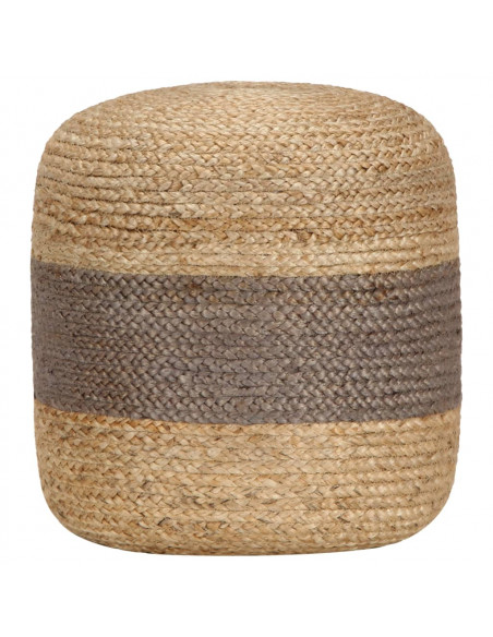 Pouf Lavorato a Mano Grigio 40x45 cm in Juta