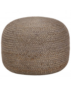 Pouf Lavorato a Mano Grigio Chiaro 45x30 cm in Juta 2