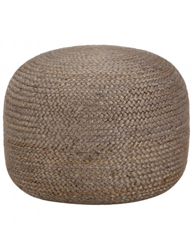 Pouf Lavorato a Mano Grigio Chiaro 45x30 cm in Juta