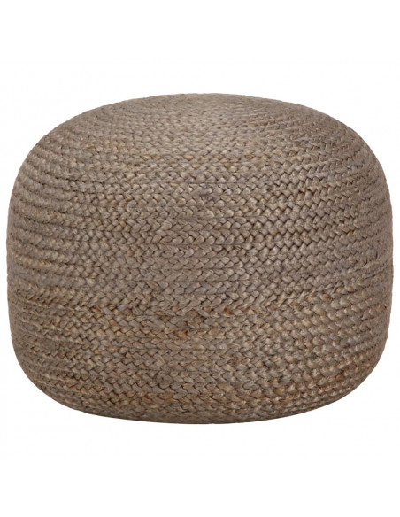 Pouf Lavorato a Mano Grigio Chiaro 45x30 cm in Juta