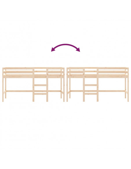Letto Soppalco con Scala Bambini 80x200cm Massello Pino