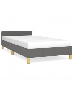 Giroletto con Testiera Grigio Scuro 90x190 cm in Tessuto 2